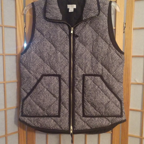 J. Crew Tan & Black Puffer Vest sz Small - Picture 7 of 8